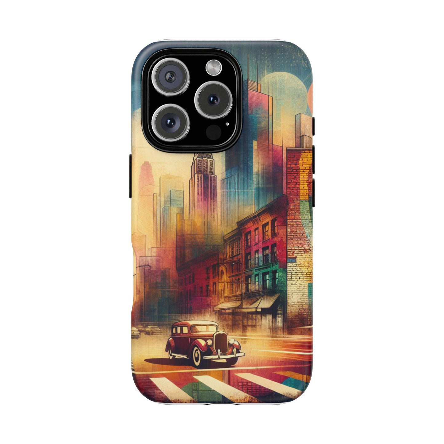 Retro Vintage City  Classic Car Tough iPhone Case Durable Protective Cover for Men & Women