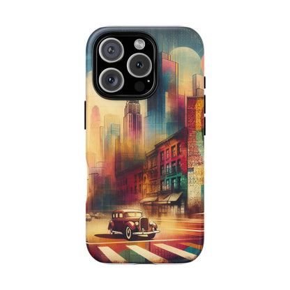 Retro Vintage City  Classic Car Tough iPhone Case Durable Protective Cover for Men & Women