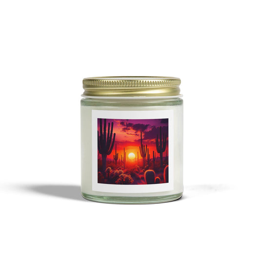 Coconut Apricot Scented Candle - Natural Aromatic Wax, 4oz & 9oz, Arizona Sunset Cactus Home Fragrance