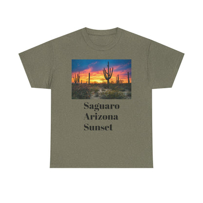 Saguaro Arizona Desert T-Shirt Unisex Heavy Cotton Tee Cactus Graphic Top Casual Wear
