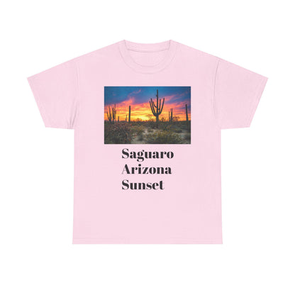 Saguaro Arizona Desert T-Shirt Unisex Heavy Cotton Tee Cactus Graphic Top Casual Wear