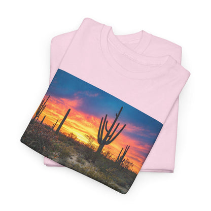 Saguaro Arizona Desert T-Shirt Unisex Heavy Cotton Tee Cactus Graphic Top Casual Wear