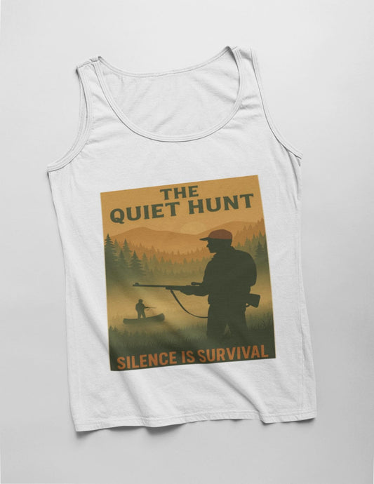 Quiet Hunt Mens Graphic Tee Unisex War Time Tank Top, Garment-Dyed, Casual Military Style Shirt