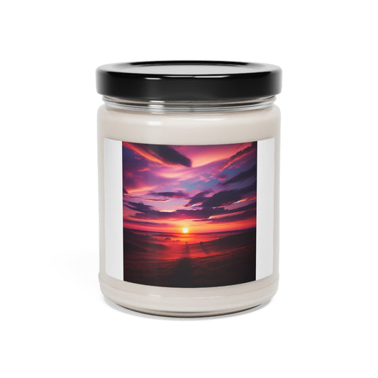 Sunset Scented Soy Wax Candle - Landscape Jar Candle for Nature Lovers, Lake, Scenery & Cloud Aromatherapy Gift