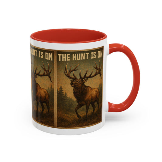 Deer Hunters Mug - The Hunt Is On Coffee Cup, 11oz & 15oz Accent Mug for Hunting Enthusiasts, Gift for Outdoorsmen