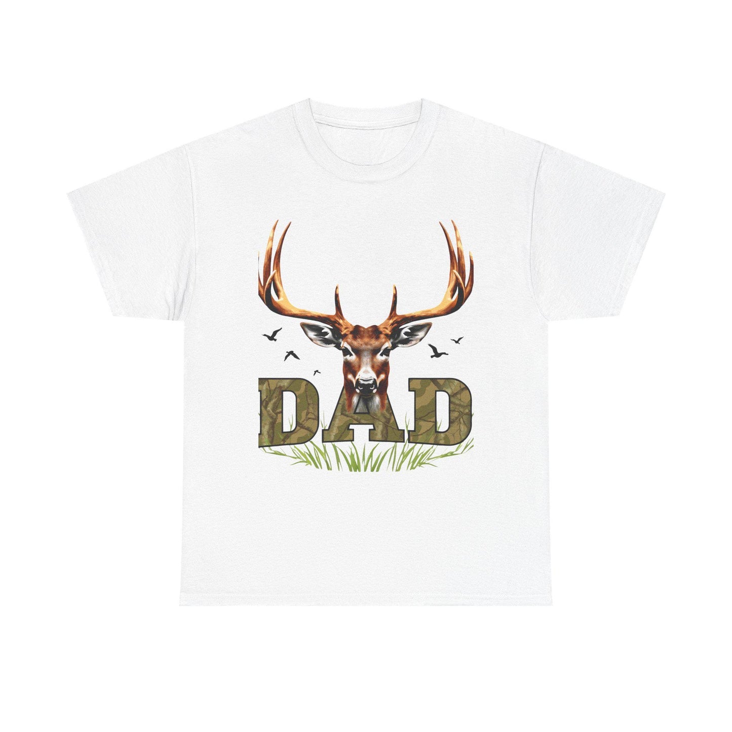 Deer Antlers T-Shirt for Dad Fathers Day Gift Hunters Tee Nature Lover Outdoorsman Gift for Grandpa Stepdad Heavy Cotton Unisex