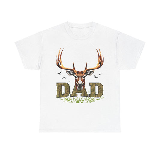 Deer Antlers T-Shirt for Dad Fathers Day Gift Hunters Tee Nature Lover Outdoorsman Gift for Grandpa Stepdad Heavy Cotton Unisex