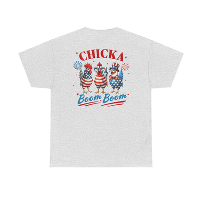 4th of July Graphic Tee Unisex Heavy Cotton Chica Boom Boom Shirt Patriotic American Holiday Top