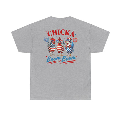 4th of July Graphic Tee Unisex Heavy Cotton Chica Boom Boom Shirt Patriotic American Holiday Top
