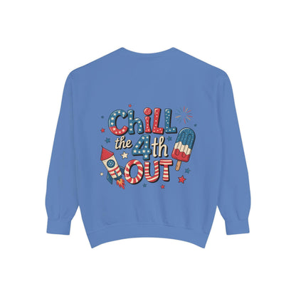 4th of July Unisex Garment-Dyed Sweatshirt  Patriotic Independence Day Shirt for Men, Fireworks & Hotdogs Celebration Cozy Top