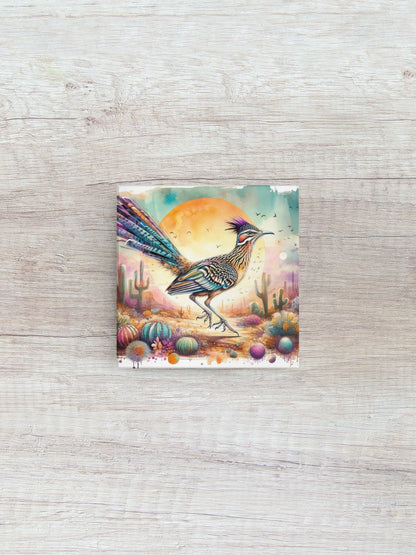 Roadrunner Wall Decal Arizona State Bird Watercolor Desert Cactus Art Gift for Nature & Outdoor Lovers