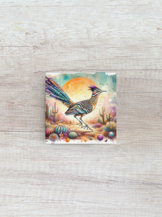 Roadrunner Wall Decal Arizona State Bird Watercolor Desert Cactus Art Gift for Nature & Outdoor Lovers