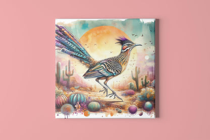 Roadrunner Wall Decal Arizona State Bird Watercolor Desert Cactus Art Gift for Nature & Outdoor Lovers