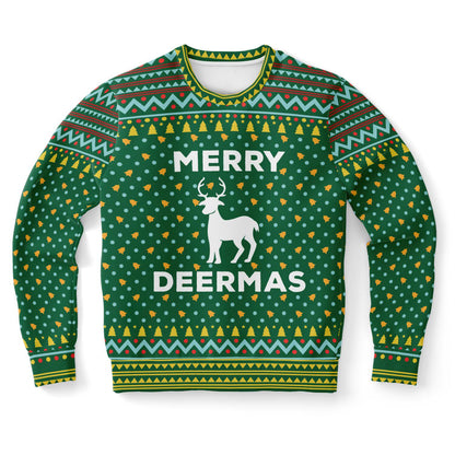 Merry Deermas Family Christmas Sweatshirt  Funny Festive Deer Graphic Holiday Shirt for Deer Lovers, Matching Group Xmas Outfit