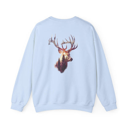 Elk Head Sweatshirt with Large Antlers Forest Background, Gift for Hunters  Nature Lovers, Unisex Heavy Blend Crewneck