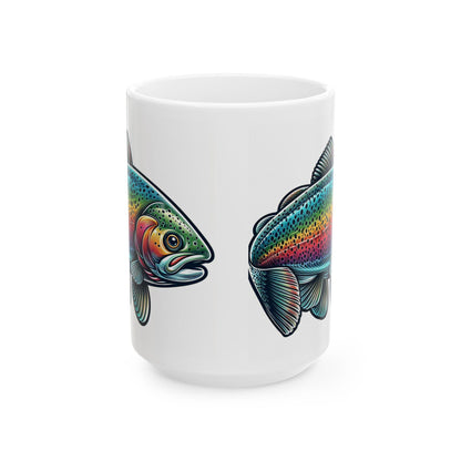Rainbow Trout Ceramic Mug 11oz  15oz | Fishing Lover Gift, Coffee Cup for Nature Enthusiasts  Outdoorsmen, Birthday & Holiday Present