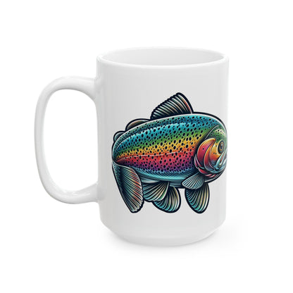 Rainbow Trout Ceramic Mug 11oz  15oz | Fishing Lover Gift, Coffee Cup for Nature Enthusiasts  Outdoorsmen, Birthday & Holiday Present