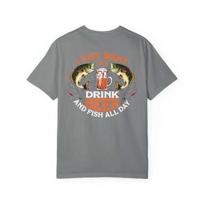 Fishing Enthusiast T-Shirt, I Just Want to Beer Tee, Gifts for Fishermen, Beer Lover's Apparel, Outdoor Adventure Shirt, Funny Fishing