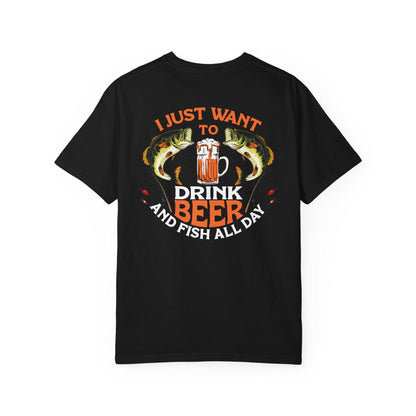 Fishing Enthusiast T-Shirt, I Just Want to Beer Tee, Gifts for Fishermen, Beer Lover's Apparel, Outdoor Adventure Shirt, Funny Fishing