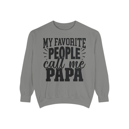 Cozy Papa Sweatshirt: Unisex Garment-Dyed Crewneck for Dad's Day, Family Love Apparel