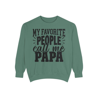 Cozy Papa Sweatshirt: Unisex Garment-Dyed Crewneck for Dad's Day, Family Love Apparel