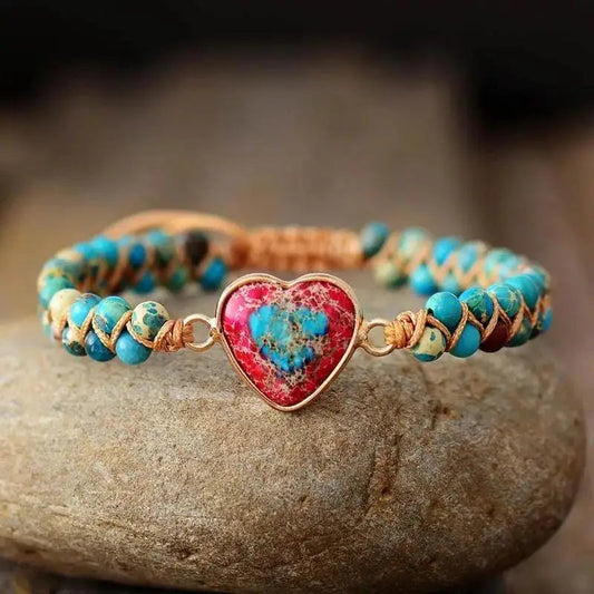 Imperial Jasper Macrame Bracelet - Bohemian Style
