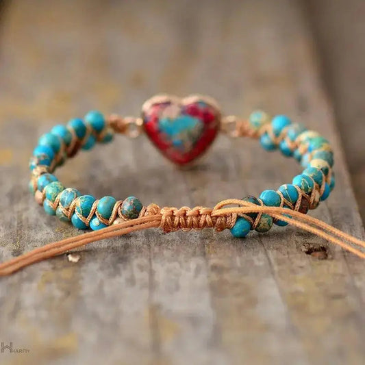 Imperial Jasper Macrame Bracelet - Bohemian Style