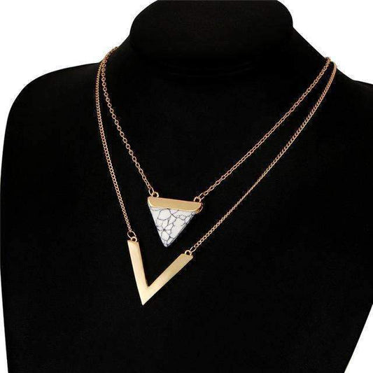 Marble Chevron Double Layer Necklace - Inspirational Jewelry