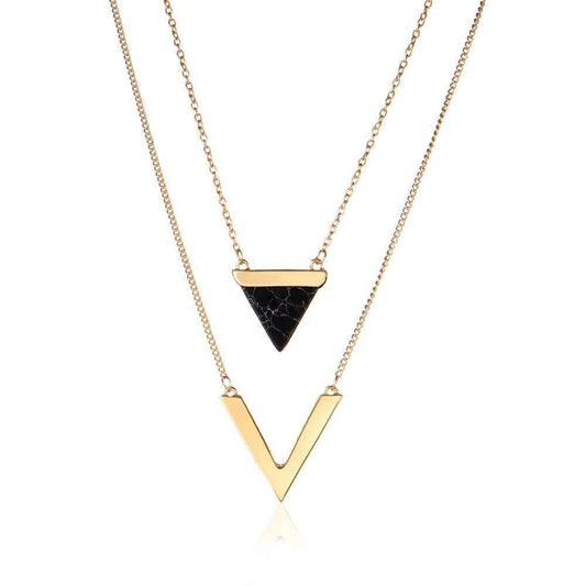 Marble Chevron Double Layer Necklace - Inspirational Jewelry