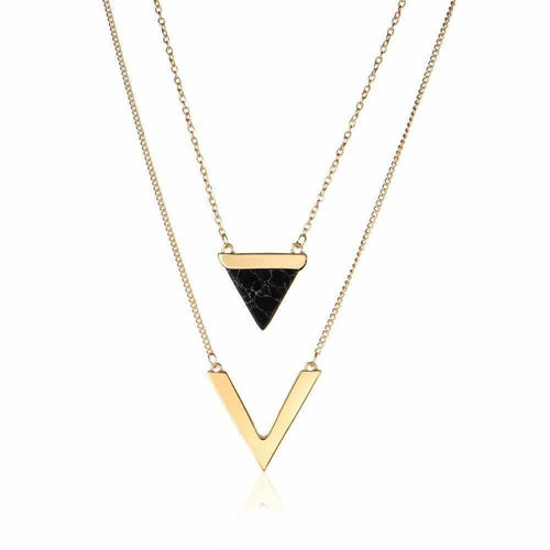 Marble Chevron Double Layer Necklace - Inspirational Jewelry