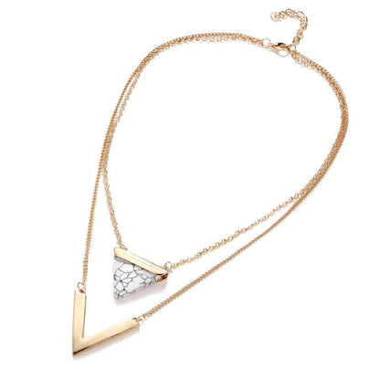 Marble Chevron Double Layer Necklace - Inspirational Jewelry