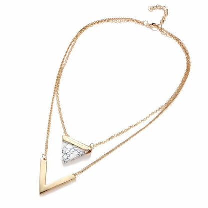 Marble Chevron Double Layer Necklace - Inspirational Jewelry