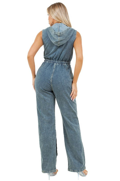 Denim Cargo Style Jumpsuit for Women - Toddcraft