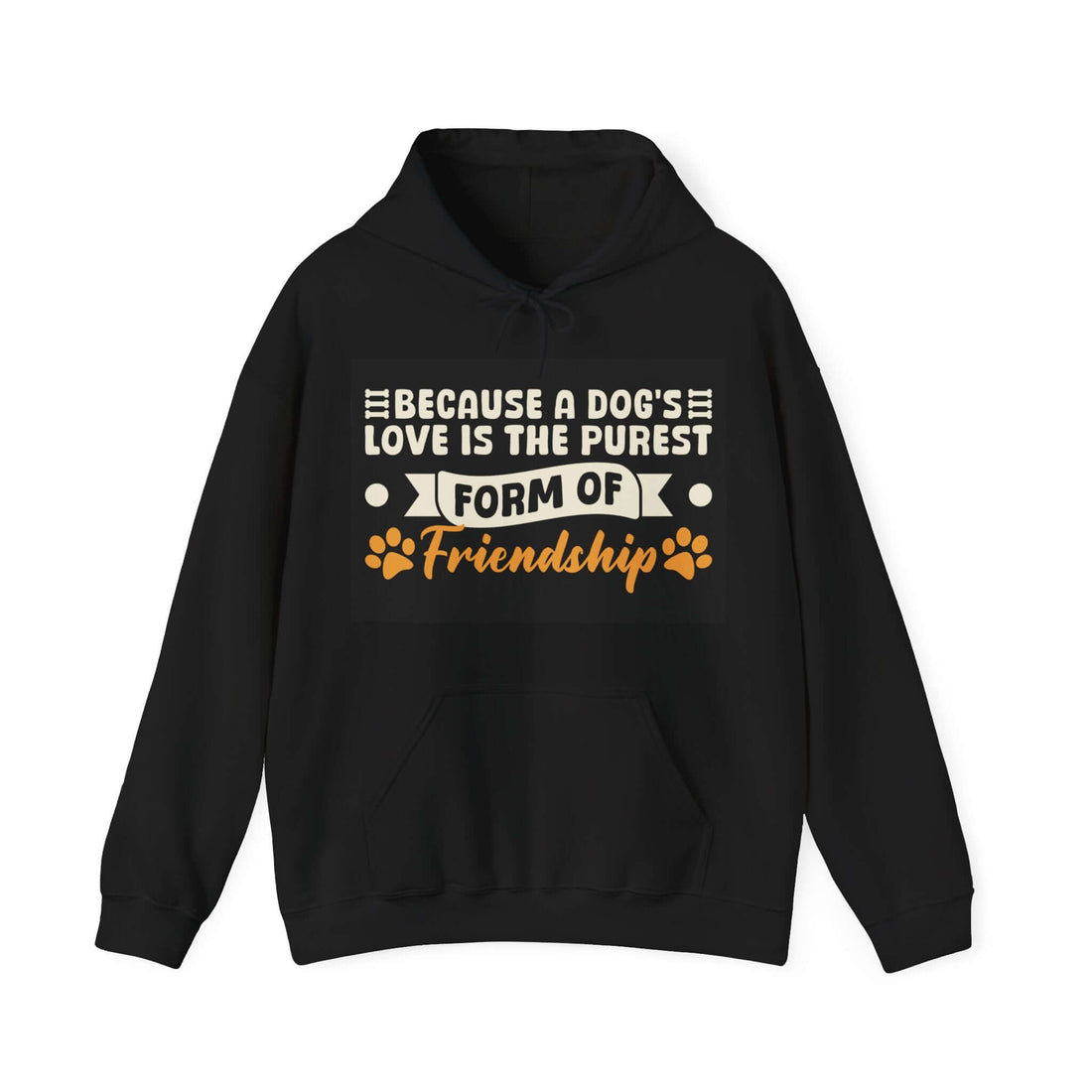 The love and friendship dog lovers hoodie in black.