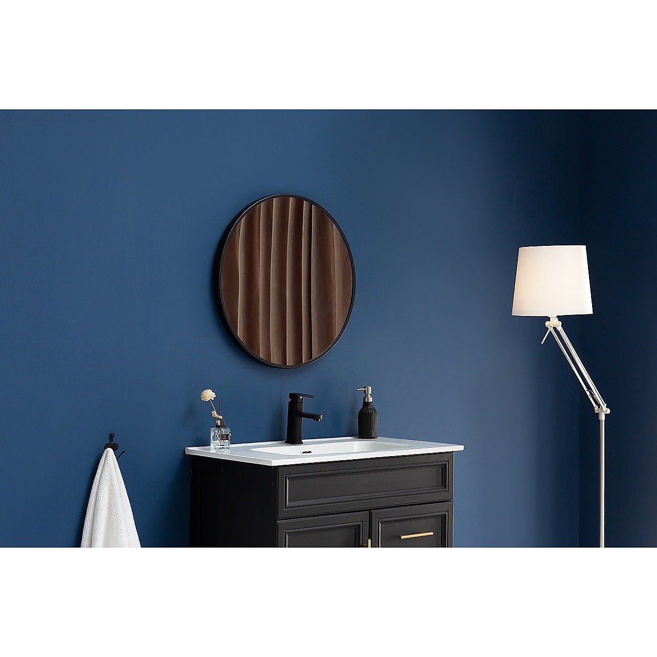 80cm Round Wall Mirror Bathroom Makeup Mirror by Della Francesca - - Toddcraft