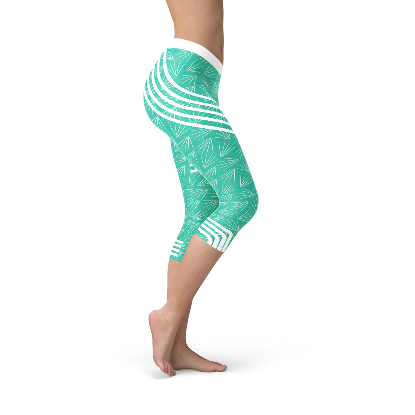 Turquoise Sports Capri Leggings - Toddcraft