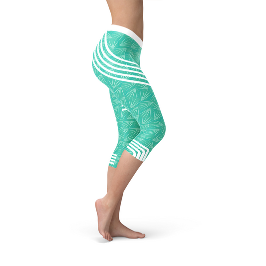 Turquoise Sports Capri Leggings - Toddcraft