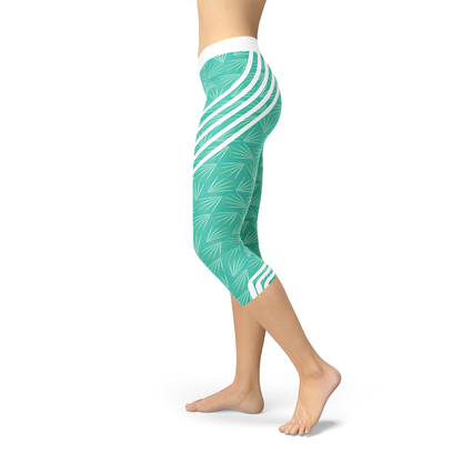 Turquoise Sports Capri Leggings - Toddcraft