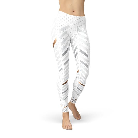 Womens White Stripes Leggings - Toddcraft