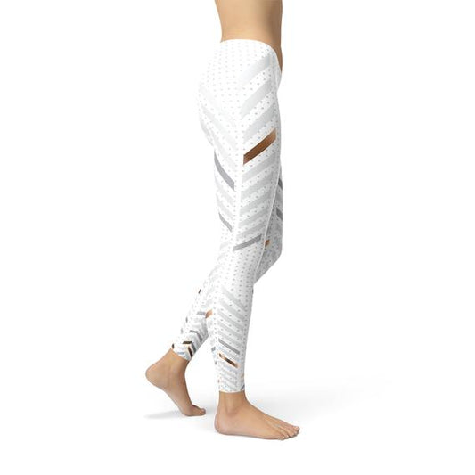 Womens White Stripes Leggings - Toddcraft