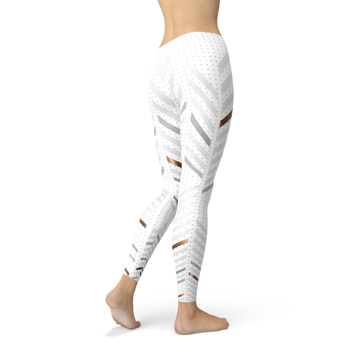 Womens White Stripes Leggings - Toddcraft