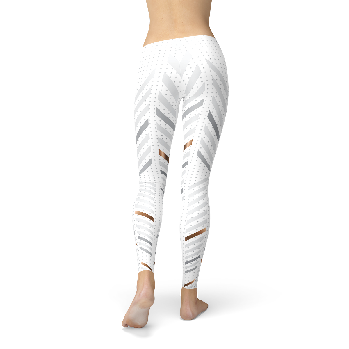 Womens White Stripes Leggings - Toddcraft