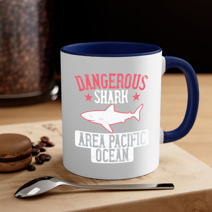 Dangerous Shark Area Pacific Ocean Mug - Shark Lover Coffee Cup Gift