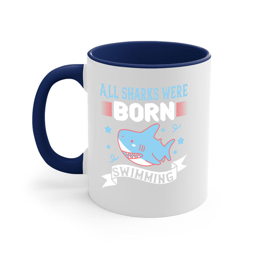 All Sharks Were Born Swimming Mug - Shark Lover Coffee Cup Gift