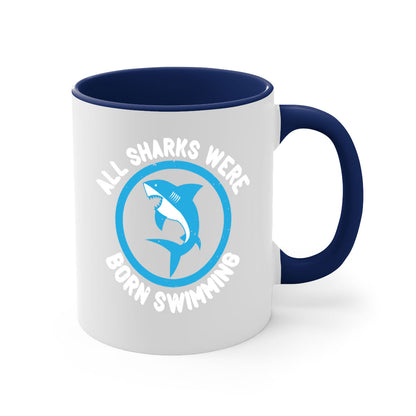 All Sharks Were Born Swimming Mug - Inspirational Shark Coffee Cup Gift