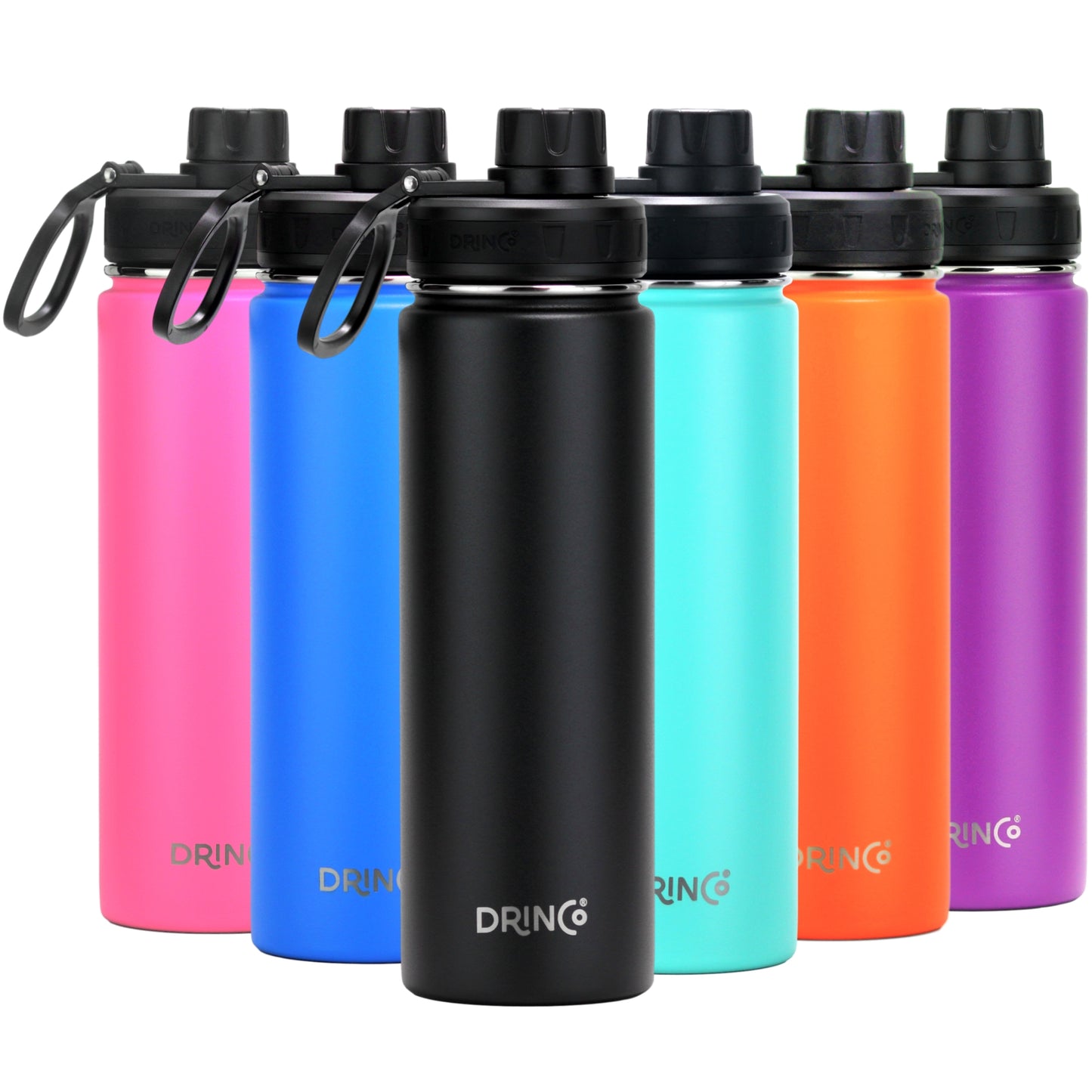 DRINCO® 22oz Stainless Steel Sport Water Bottle - Black - Toddcraft