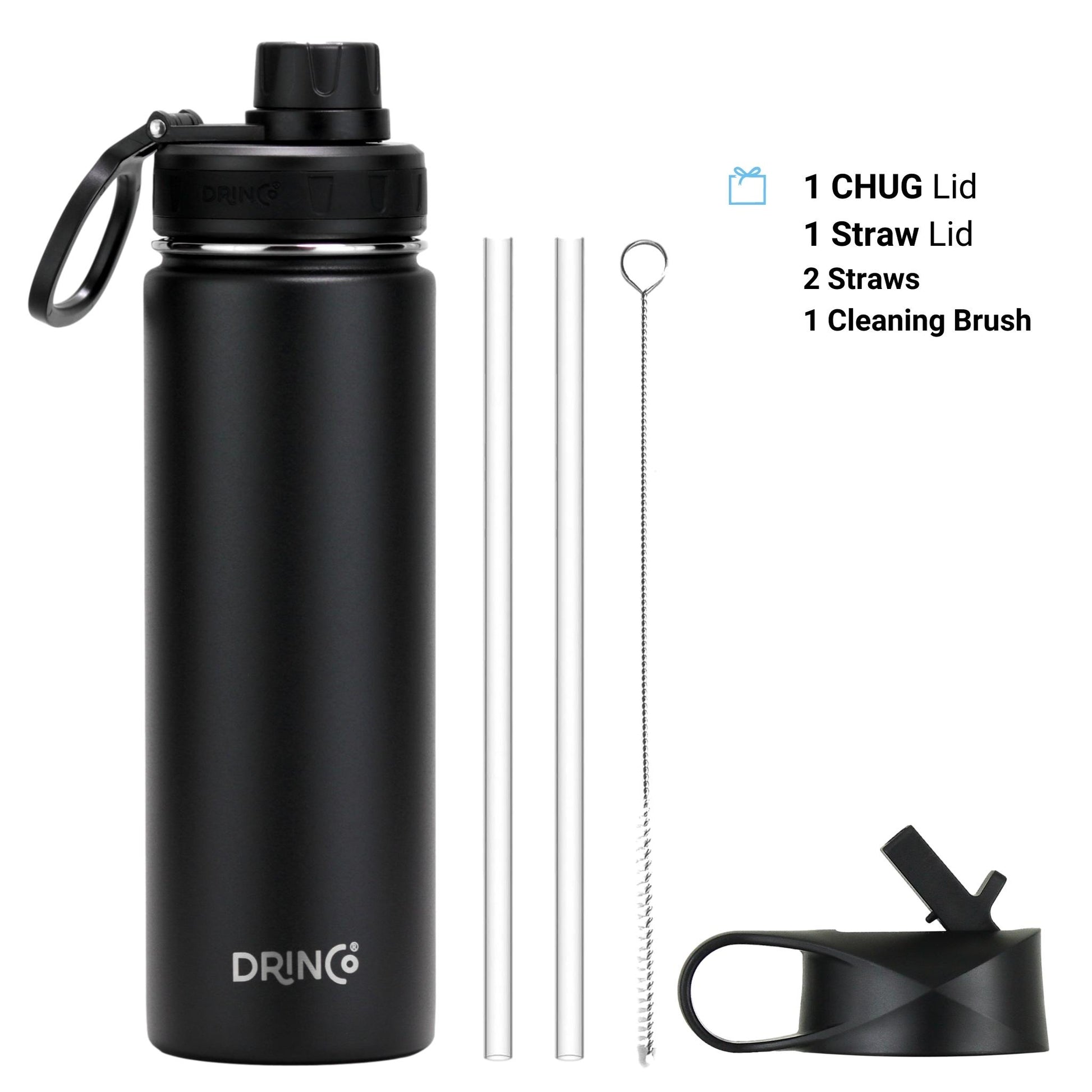 DRINCO® 22oz Stainless Steel Sport Water Bottle - Black - Toddcraft
