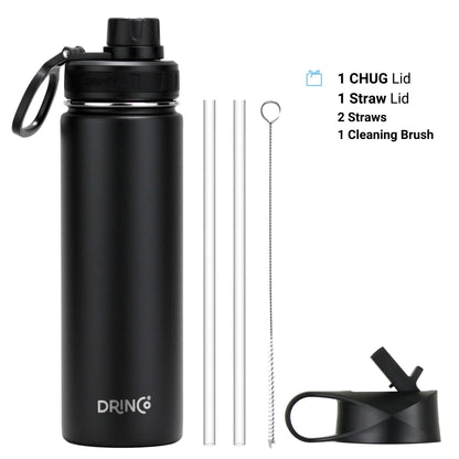 DRINCO® 22oz Stainless Steel Sport Water Bottle - Black - Toddcraft
