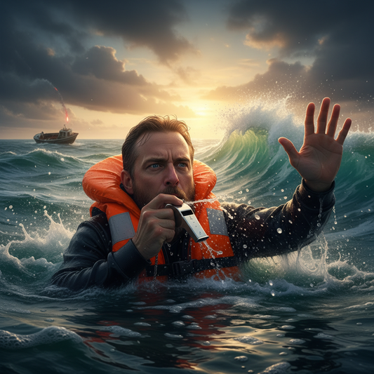 Person using whistle in water