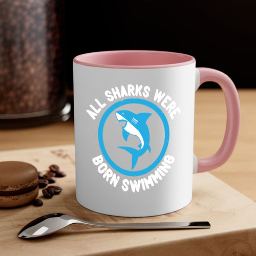 All Sharks Were Born Swimming Mug - Inspirational Shark Coffee Cup Gift